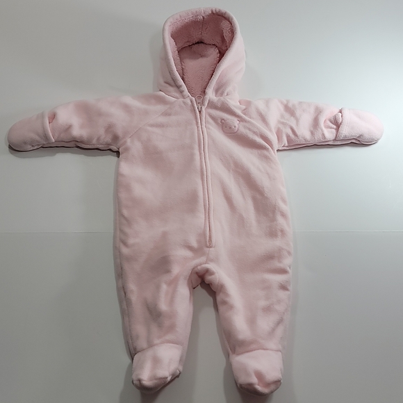 Old Navy Fleece Bear Snow Suit Pink 0-3 Months - Picture 10 of 10